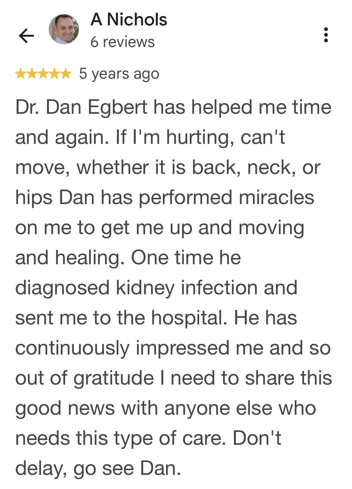 Five-star Google review from A Nichols